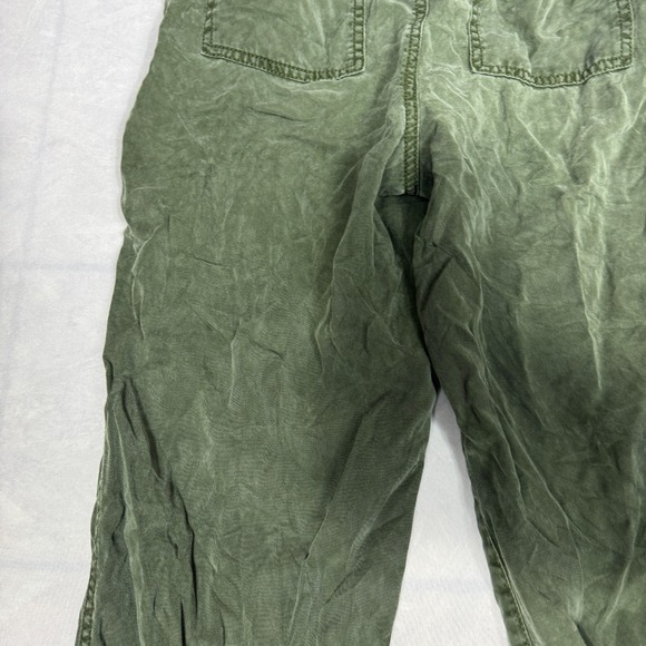 Loft Womens Cropped Jogger Pants Olive Green Drawstring Waist Pockets Size MP - Picture 7 of 16